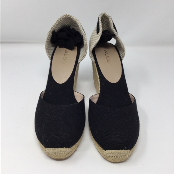 Aldo Efemina Wedge Sandal Lace Up Black BRAND NEW - Picture 2 of 6